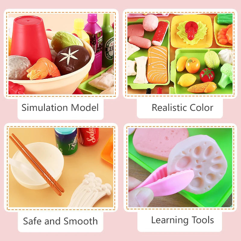 Kids Pretend Play Kitchen Toys Simulation Food Barbecue Cooking Toys Children Educational Play House Interactive Toys for Girl