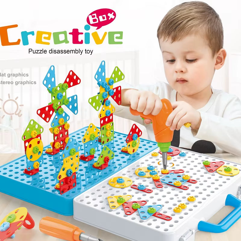 Electric Drill Nut Disassembly Match Tool Toys Children Educational Assembled Blocks Sets Tools for Boys Design Building Toys
