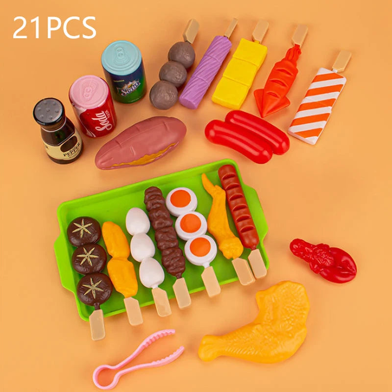 Kids Pretend Play Kitchen Toys Simulation Food Barbecue Cooking Toys Children Educational Play House Interactive Toys for Girl