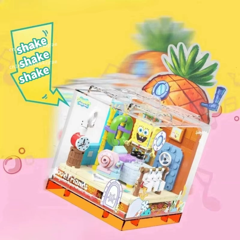 Spongebob Series Building Blocks Box Patrick Star Krusty Krab Squidward Tentacles Room Model Assembled Toy Ornaments Kids Gift
