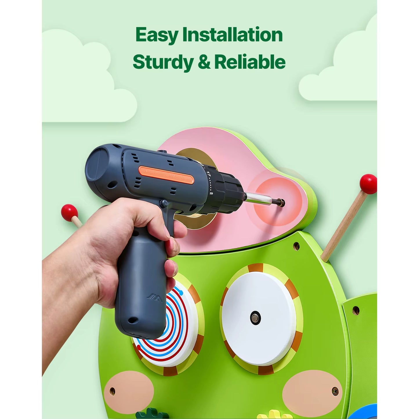 Caterpillar Children Wall Busy Board 12 Activities Montessori Sensory Learning Center for Kids 3-12 Years Playroom Toys