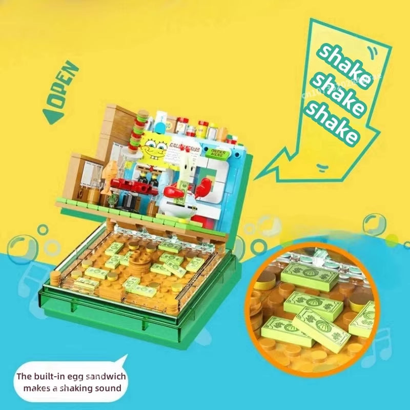 Spongebob Series Building Blocks Box Patrick Star Krusty Krab Squidward Tentacles Room Model Assembled Toy Ornaments Kids Gift