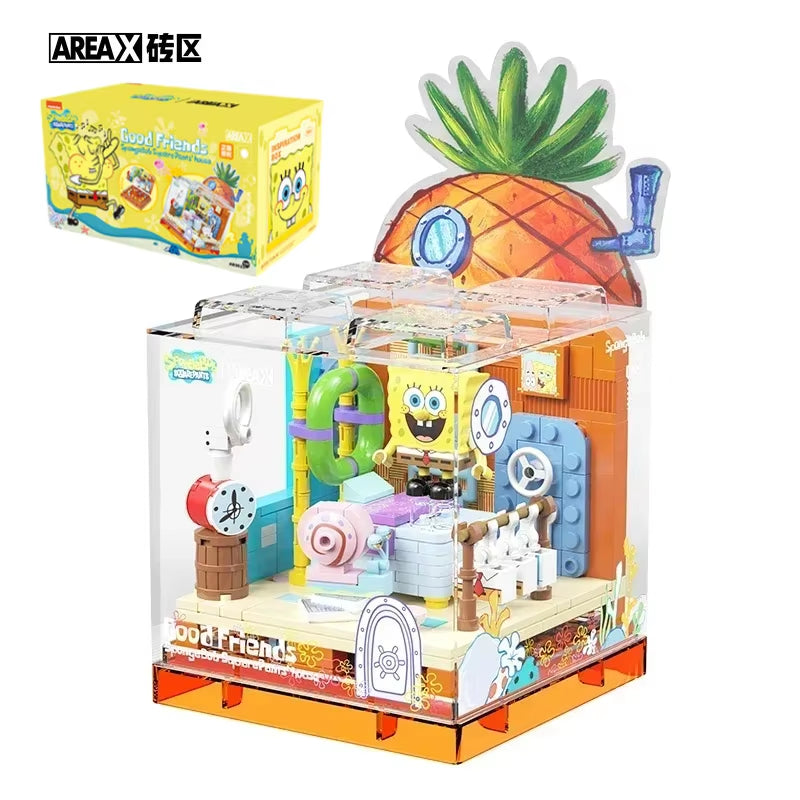 Spongebob Series Building Blocks Box Patrick Star Krusty Krab Squidward Tentacles Room Model Assembled Toy Ornaments Kids Gift