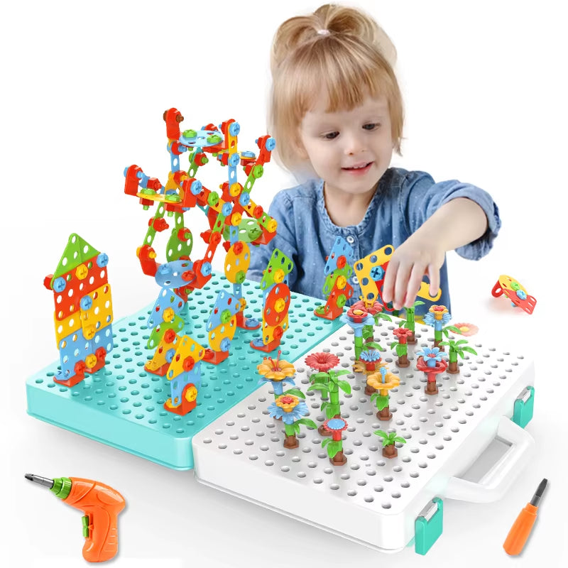 Electric Drill Nut Disassembly Match Tool Toys Children Educational Assembled Blocks Sets Tools for Boys Design Building Toys