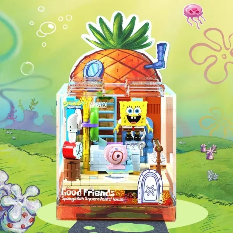Spongebob Series Building Blocks Box Patrick Star Krusty Krab Squidward Tentacles Room Model Assembled Toy Ornaments Kids Gift