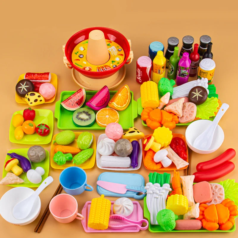 Kids Pretend Play Kitchen Toys Simulation Food Barbecue Cooking Toys Children Educational Play House Interactive Toys for Girl