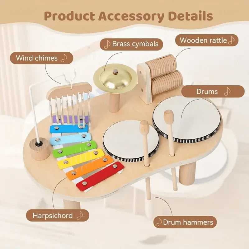 8 in 1 Montessori Wooden Musical Set Instruments Drum Activity Toys for Toddlers