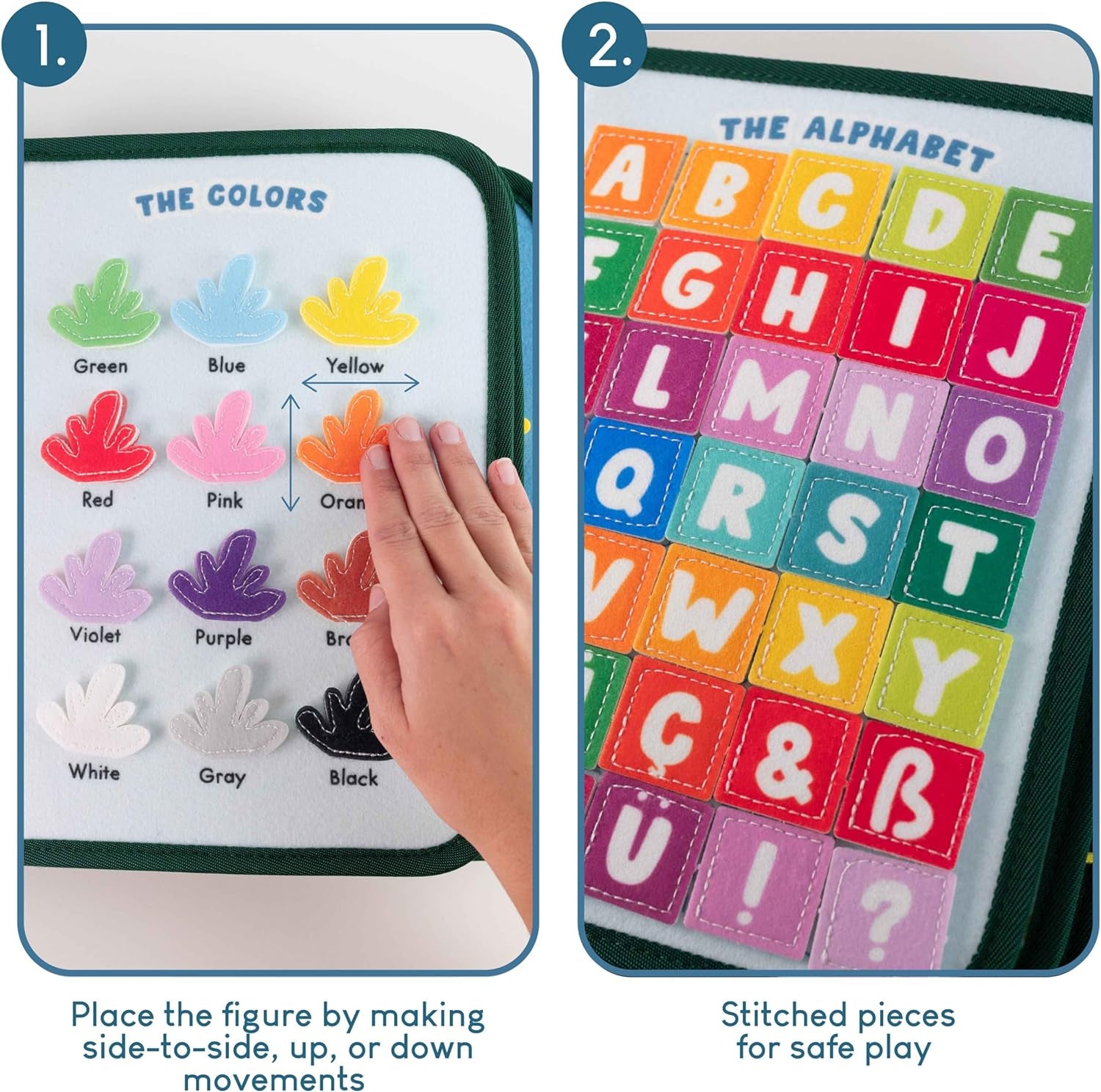 Busy Board for Toddlers Felt, Educational Montessori Toys. Early Development Activity Fine Motor Skills, Busy Book 1 2 3 Years. Sensory Board Kids Toys, Gifts for Boys Girls Birthday Christmas