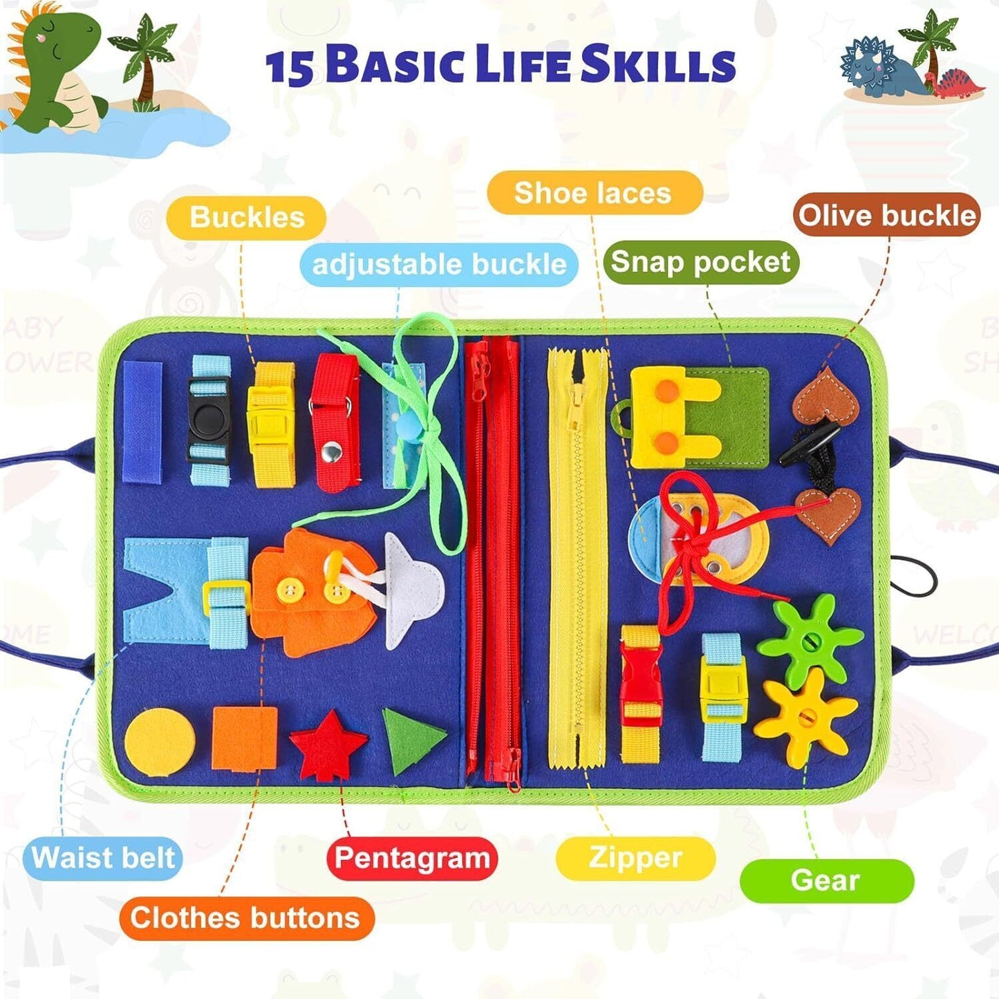 MONTESSORI BUSY BOARD SENSORY LEARNING ACTIVITY TOY TRAVEL PORTABLE FABRIC GIFTS