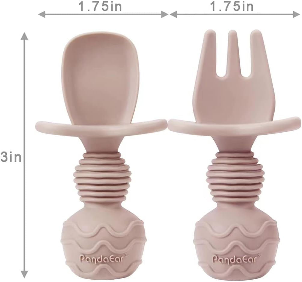Silicone Baby Plate with Suction + Baby Sippy Cup + Baby Feeding Spoon Fork, Divided Kid Toddler Baby Suction Plate, Baby Feeding Items Led Weaning Set, Crab Pink