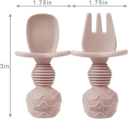 Silicone Baby Plate with Suction + Baby Sippy Cup + Baby Feeding Spoon Fork, Divided Kid Toddler Baby Suction Plate, Baby Feeding Items Led Weaning Set, Crab Pink