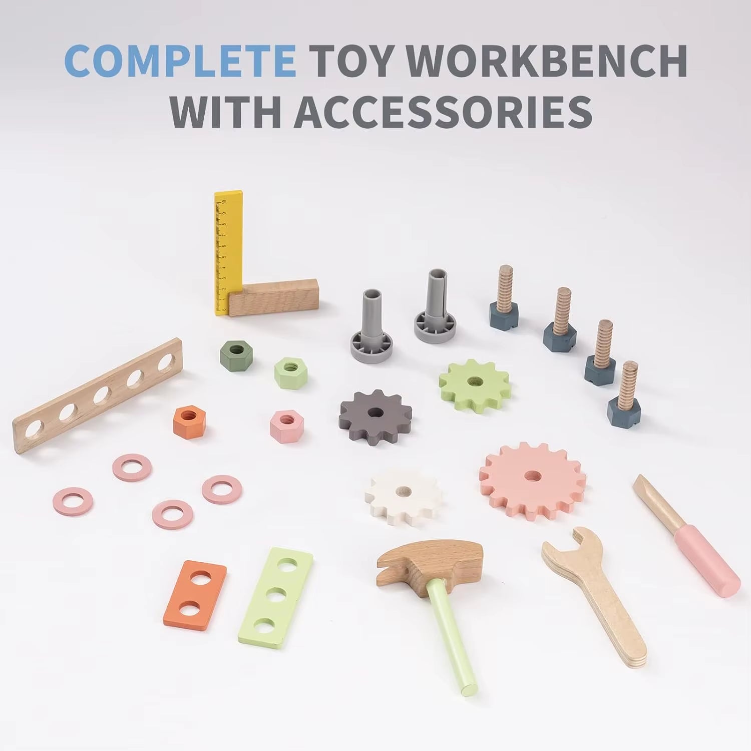Tool Bench Set Mini Wooden Work Bench Construction Toys Educational Pretend Play Gift Toy Tools Set for Boys Girls