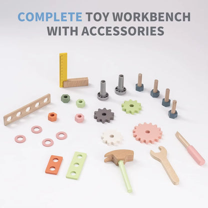 Tool Bench Set Mini Wooden Work Bench Construction Toys Educational Pretend Play Gift Toy Tools Set for Boys Girls