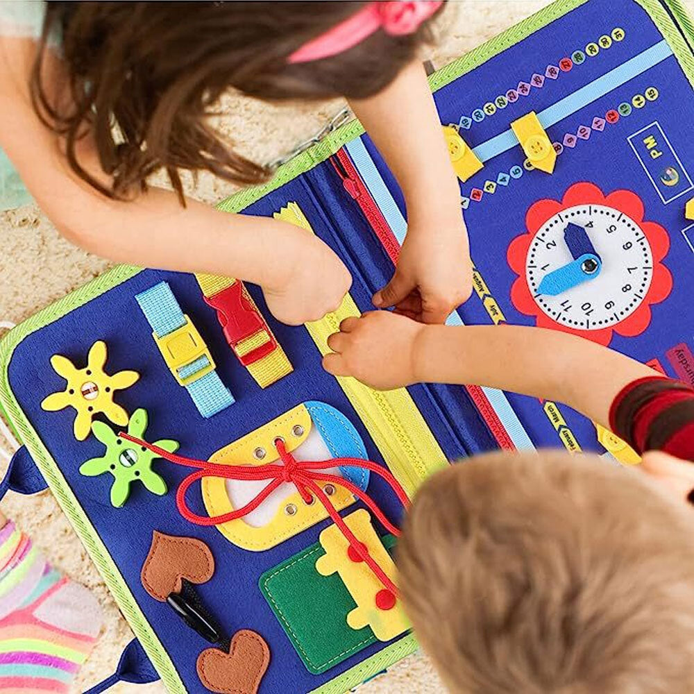 MONTESSORI BUSY BOARD SENSORY LEARNING ACTIVITY TOY TRAVEL PORTABLE FABRIC GIFTS