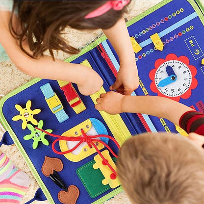 MONTESSORI BUSY BOARD SENSORY LEARNING ACTIVITY TOY TRAVEL PORTABLE FABRIC GIFTS