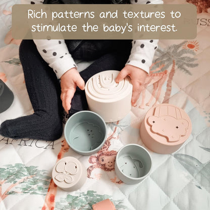 Moonkie Baby Stacking Cups Toy Silicone, Teething Toys for Baby, Early & Toys, 7