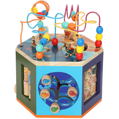 AIYAPLAY Wooden Activity Cube for Toddlers 18+ Months with Bead Maze