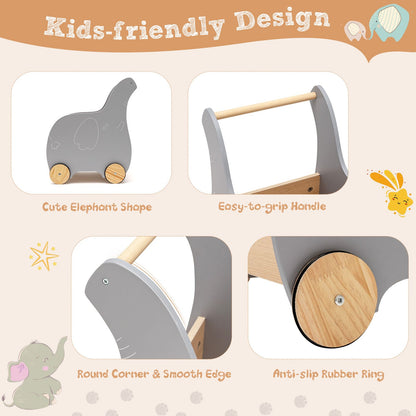 2-In-1 Wooden Baby Walker with Storage Chest and 4 Wheels