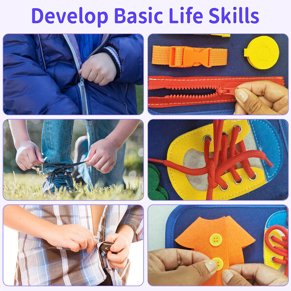 MONTESSORI BUSY BOARD SENSORY LEARNING ACTIVITY TOY TRAVEL PORTABLE FABRIC GIFTS