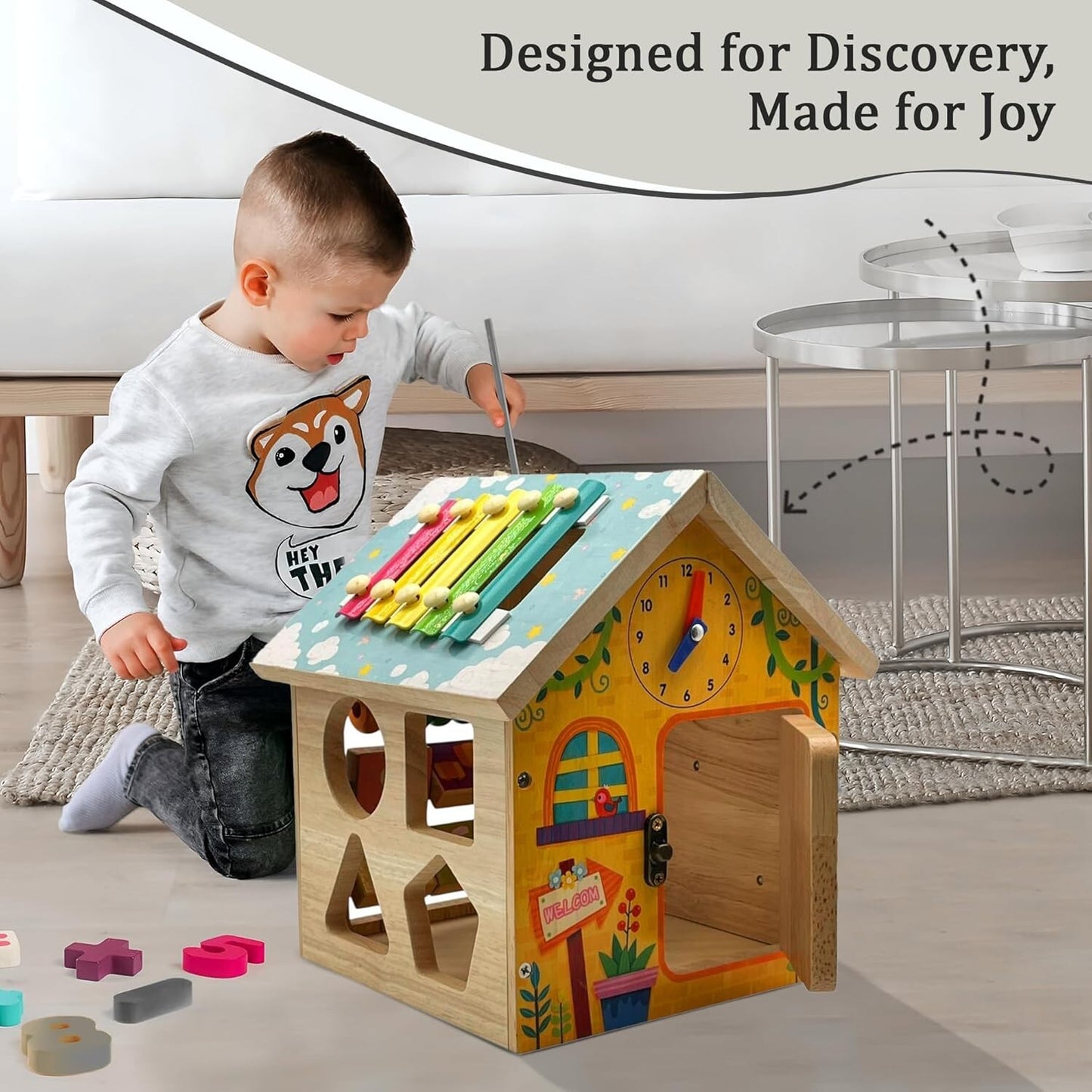 Wooden Montessori Activity Cube – Educational Toy for Toddlers 1-3 Years, Shape