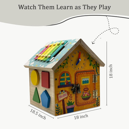 Wooden Montessori Activity Cube – Educational Toy for Toddlers 1-3 Years, Shape