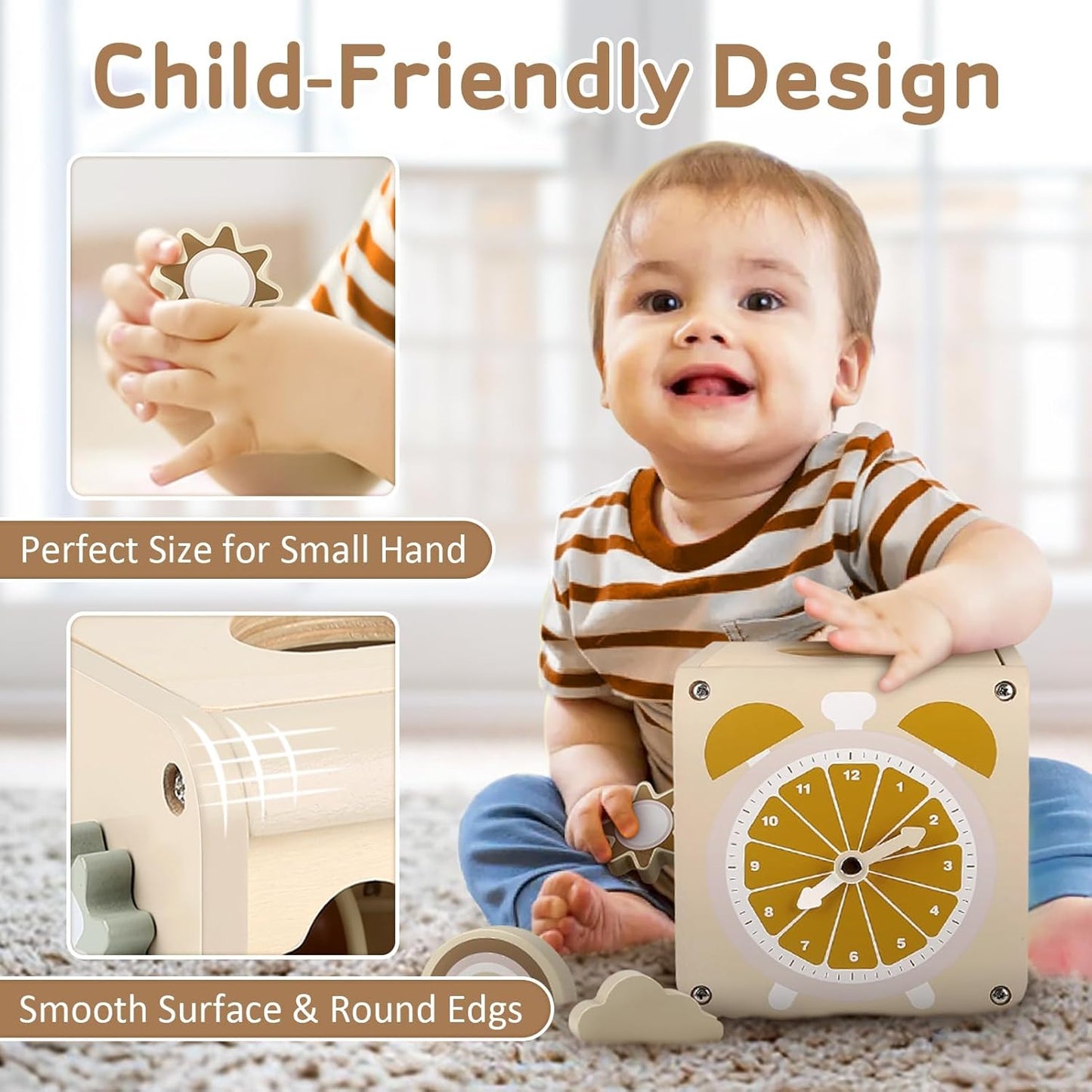 Wooden Activity Cube Wooden Toys 1 Year Old Montessori Toys Early Development & Activity Toys Bead Maze Shape Sorter Educational Baby Girl Boy Gift