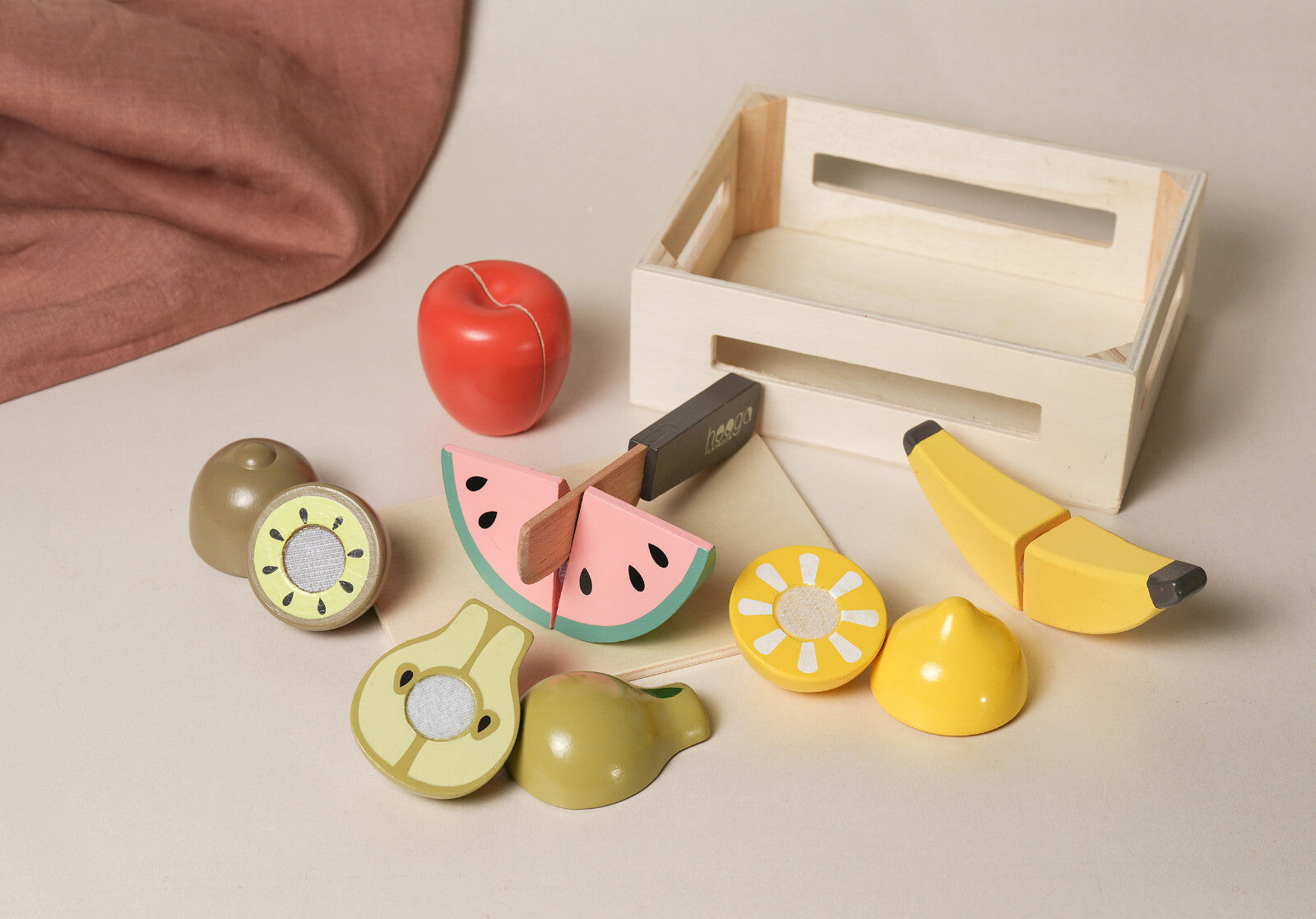 Wooden Play Food Set Kids Pretend Play Food Shopping Play Toy Set 18Pcs