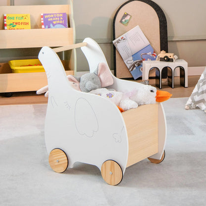 2-In-1 Wooden Baby Walker with Storage Chest and 4 Wheels