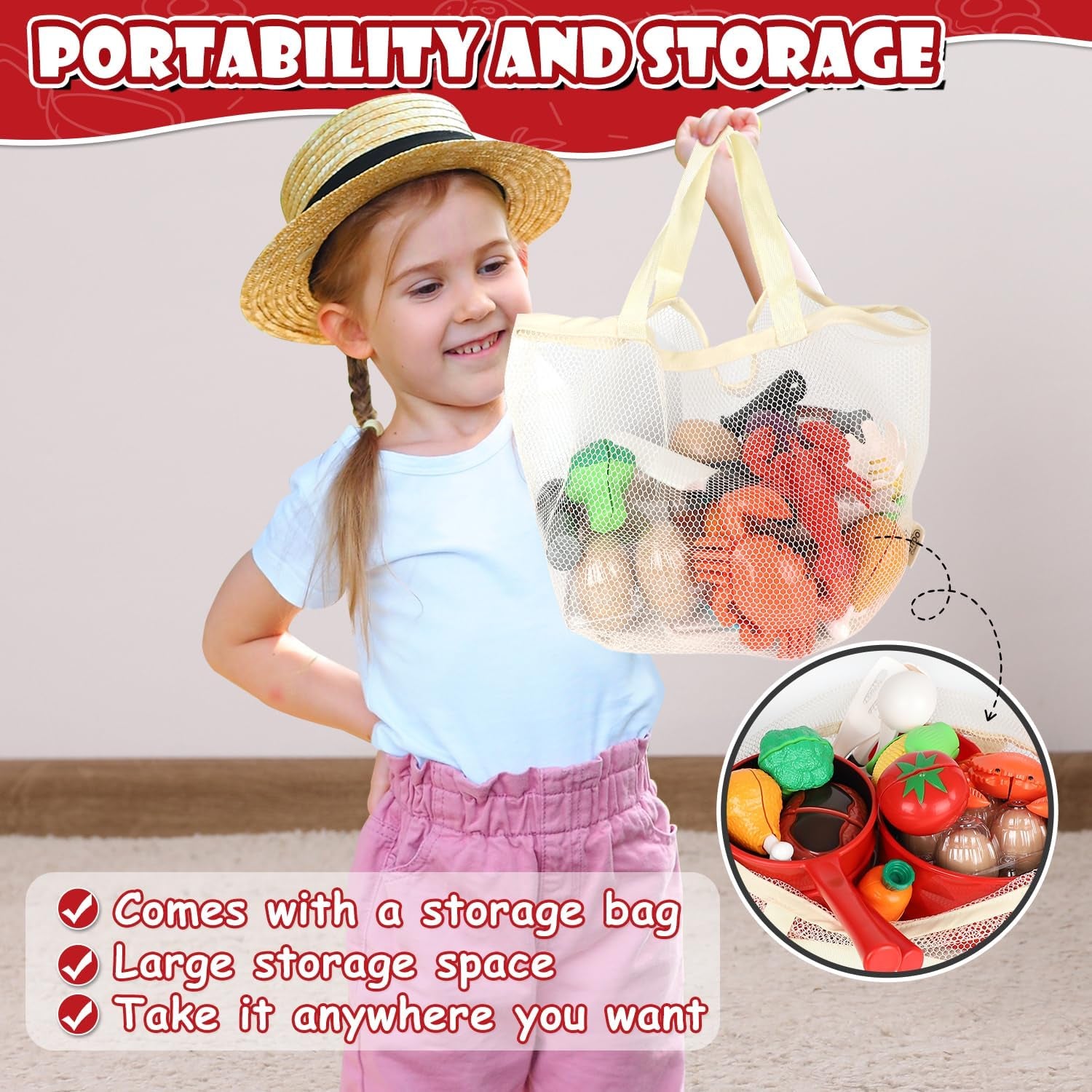 Play Kitchen Accessories, Play Food Sets for Children, Toy Kitchen Accessories for Toddlers 3+ Year Old, Toy Food for 3 Year Old Girl