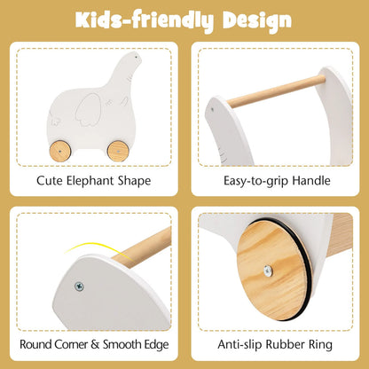 2-In-1 Wooden Baby Walker with Storage Chest and 4 Wheels