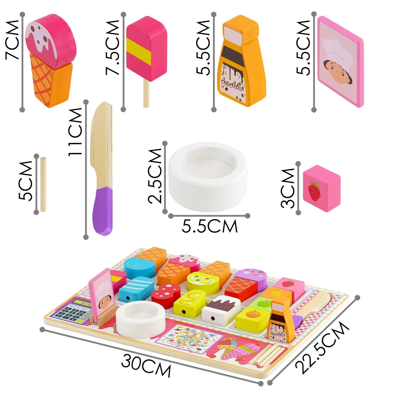 Wooden Ice Cream Shop Set Kids Toy Children'S Kitchen Playset Role Play Toys