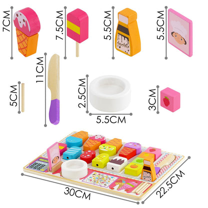Wooden Ice Cream Shop Set Kids Toy Children'S Kitchen Playset Role Play Toys
