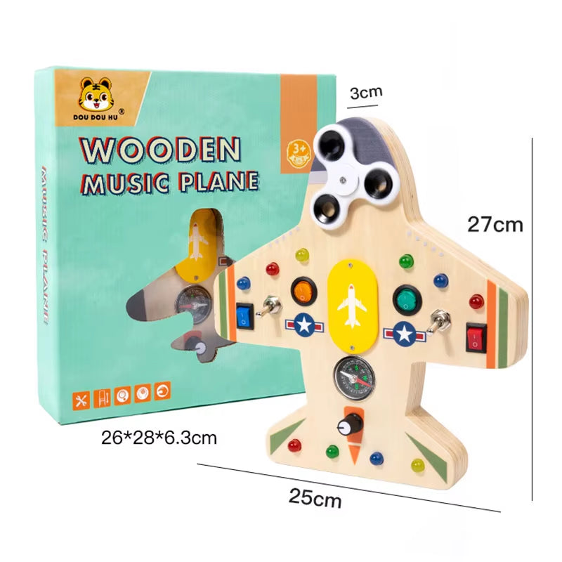 Montessori Busy Board Children Toys Led Light Switch Simulate Car Steering Wheel Travel Activities Sensory Game Educational Toys