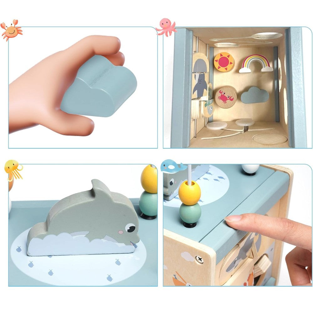 Activity Cube Baby Toys - Wooden Toys for 1 2 3 Year Old Boys and Girls - Table