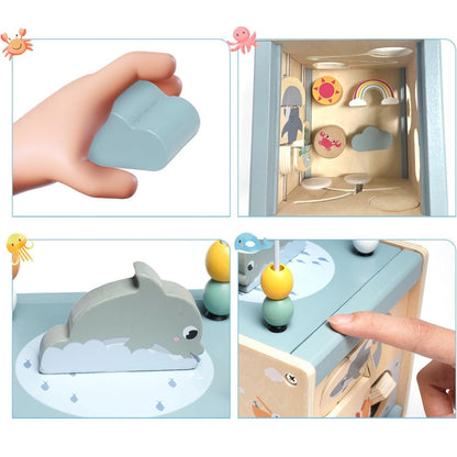 Activity Cube Baby Toys - Wooden Toys for 1 2 3 Year Old Boys and Girls - Table