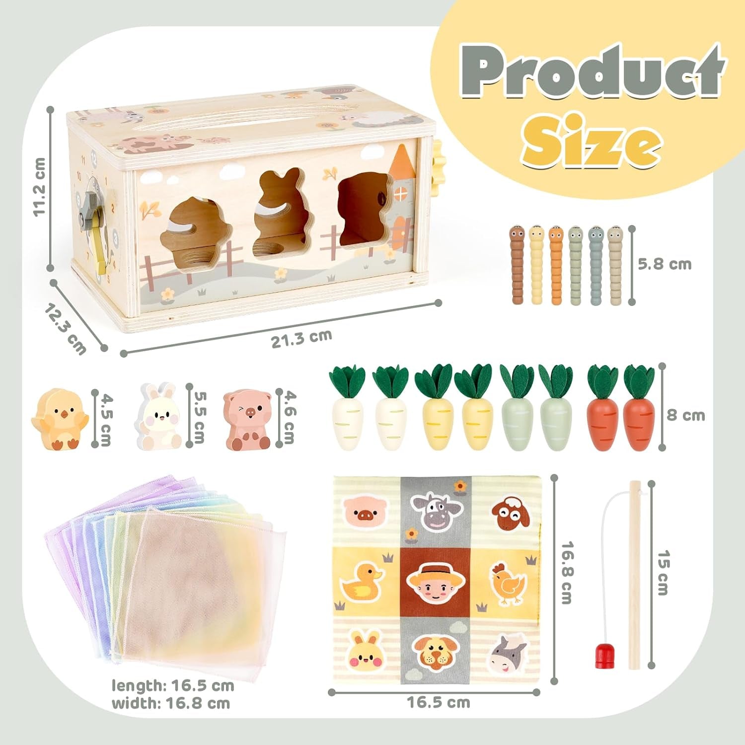 Montessori Toys for 1 Year Old, 6 in 1 Baby Tissue Box Toy Wooden Activity Cube, Shape Sorter Sensory Toys for Babies 12 Months, 1St Birthday Gifts for Girls Boys