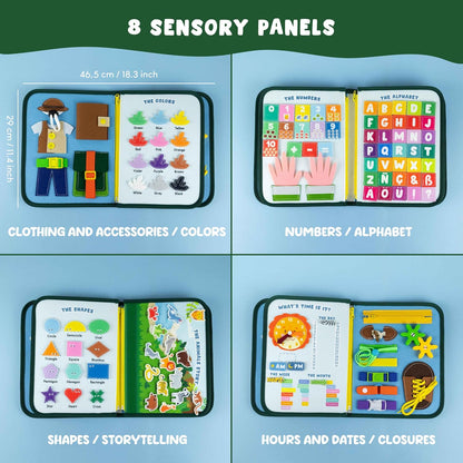 Busy Board for Toddlers Felt, Educational Montessori Toys. Early Development Activity Fine Motor Skills, Busy Book 1 2 3 Years. Sensory Board Kids Toys, Gifts for Boys Girls Birthday Christmas