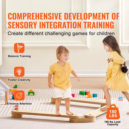 Balance Beam Stepping Stones Indoor & Outdoor Wooden Toddler Balance Boards Montessori Toy for Kids 2-6 Girls Boys Gift
