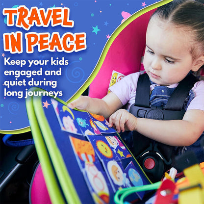 MONTESSORI BUSY BOARD SENSORY LEARNING ACTIVITY TOY TRAVEL PORTABLE FABRIC GIFTS