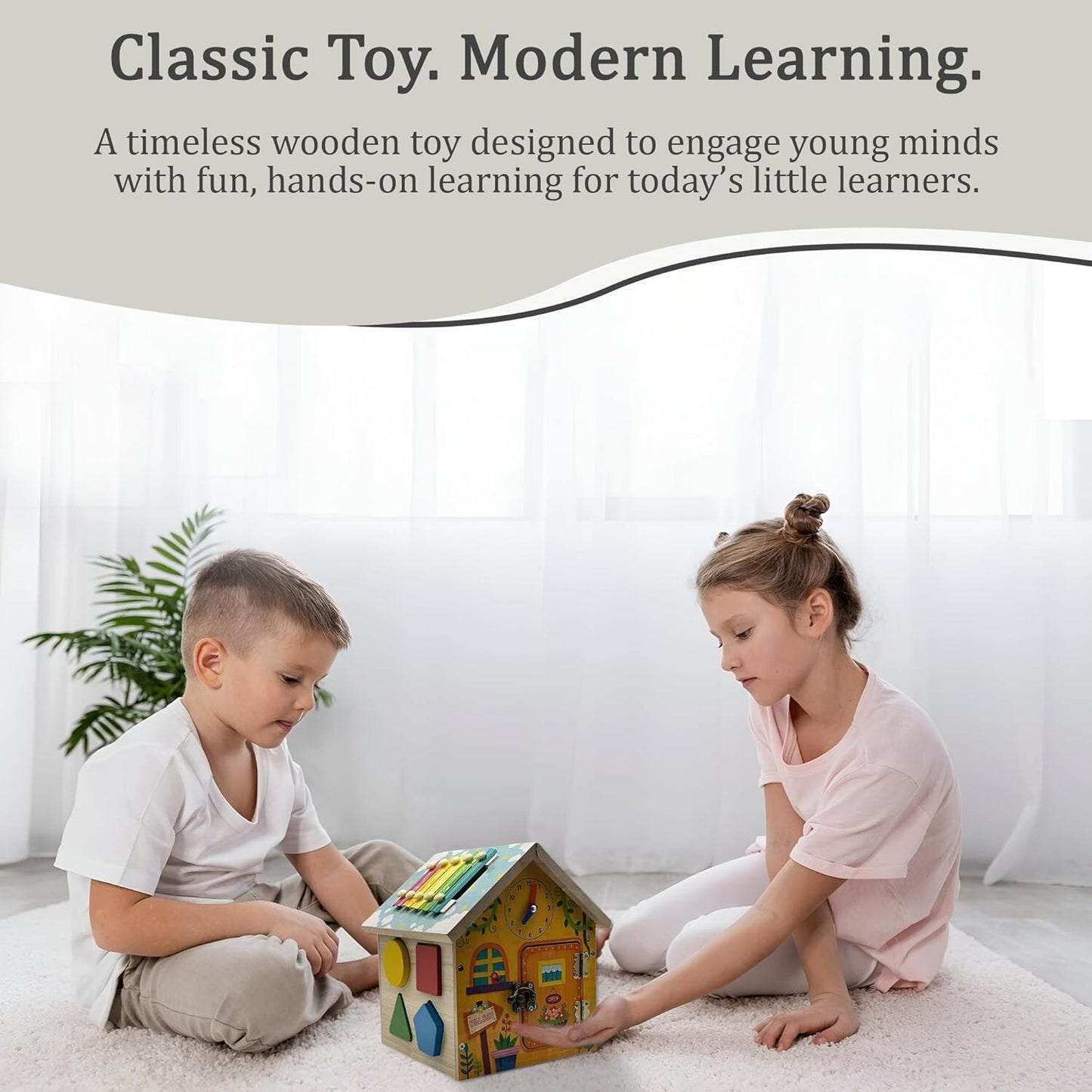 Wooden Montessori Activity Cube – Educational Toy for Toddlers 1-3 Years, Shape