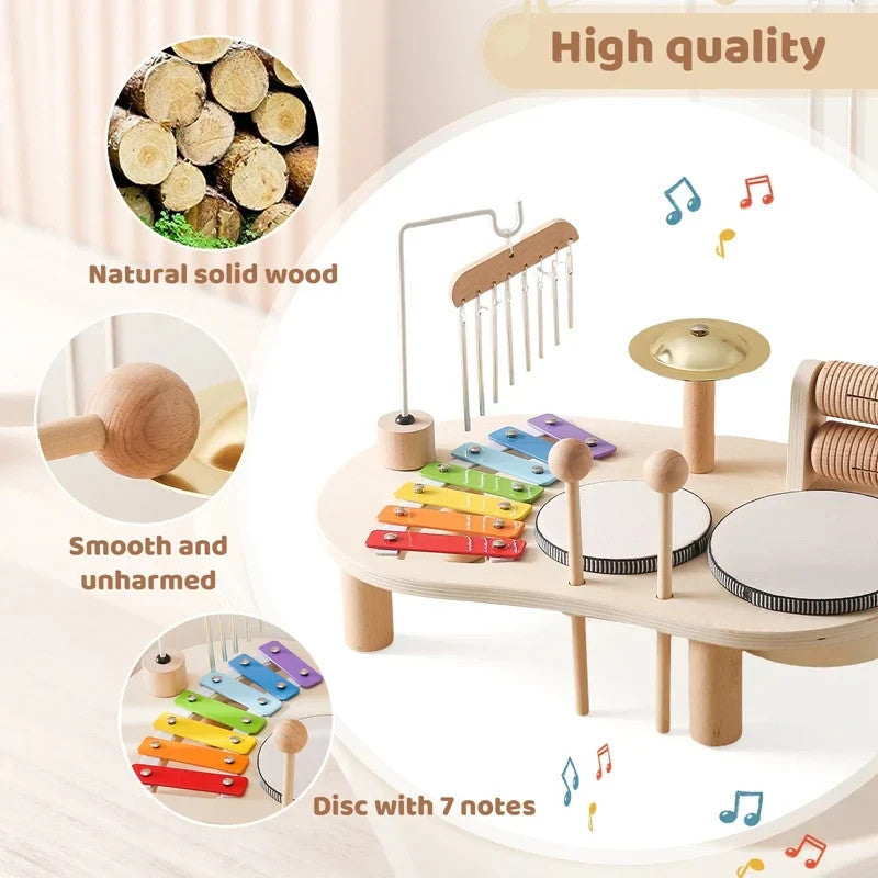 8 in 1 Montessori Wooden Musical Set Instruments Drum Activity Toys for Toddlers