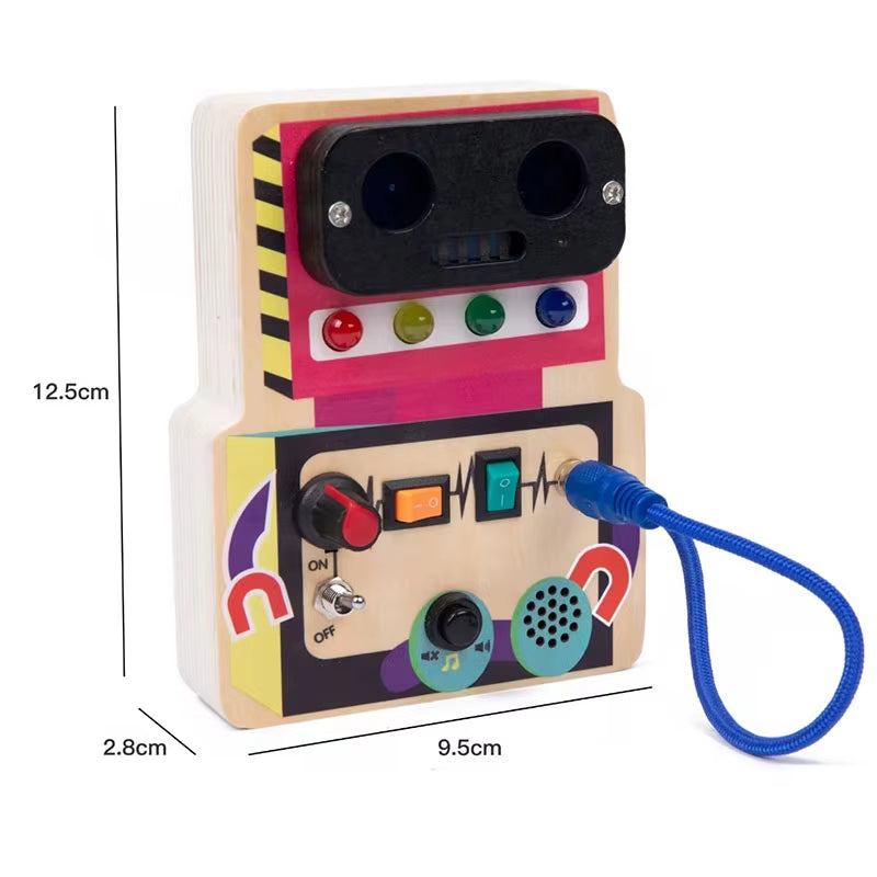 Montessori Busy Board Children Toys Led Light Switch Simulate Car Steering Wheel Travel Activities Sensory Game Educational Toys