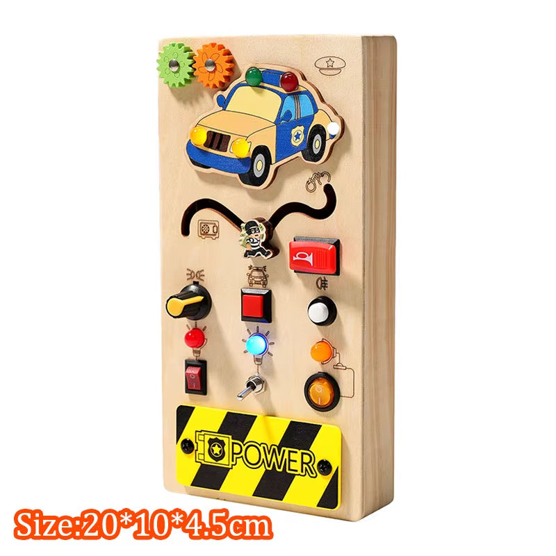 Montessori Busy Board Children Toys Led Light Switch Simulate Car Steering Wheel Travel Activities Sensory Game Educational Toys