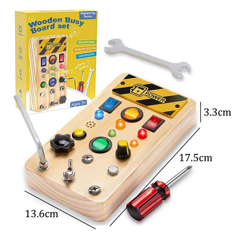 Montessori Busy Board Children Toys Led Light Switch Simulate Car Steering Wheel Travel Activities Sensory Game Educational Toys