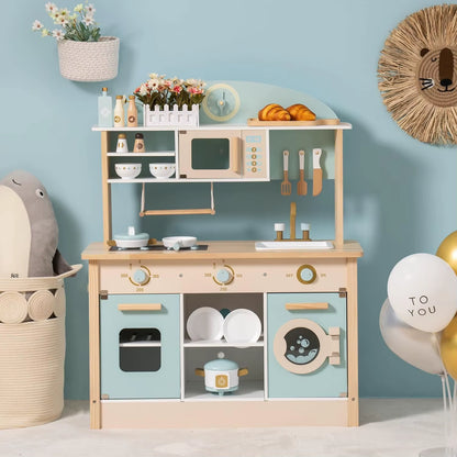 Robud Wooden Kitchen for Kids Play Kitchen with Plenty of Play Features Toddler Kitchen Set Gift for Girls Boys 3+