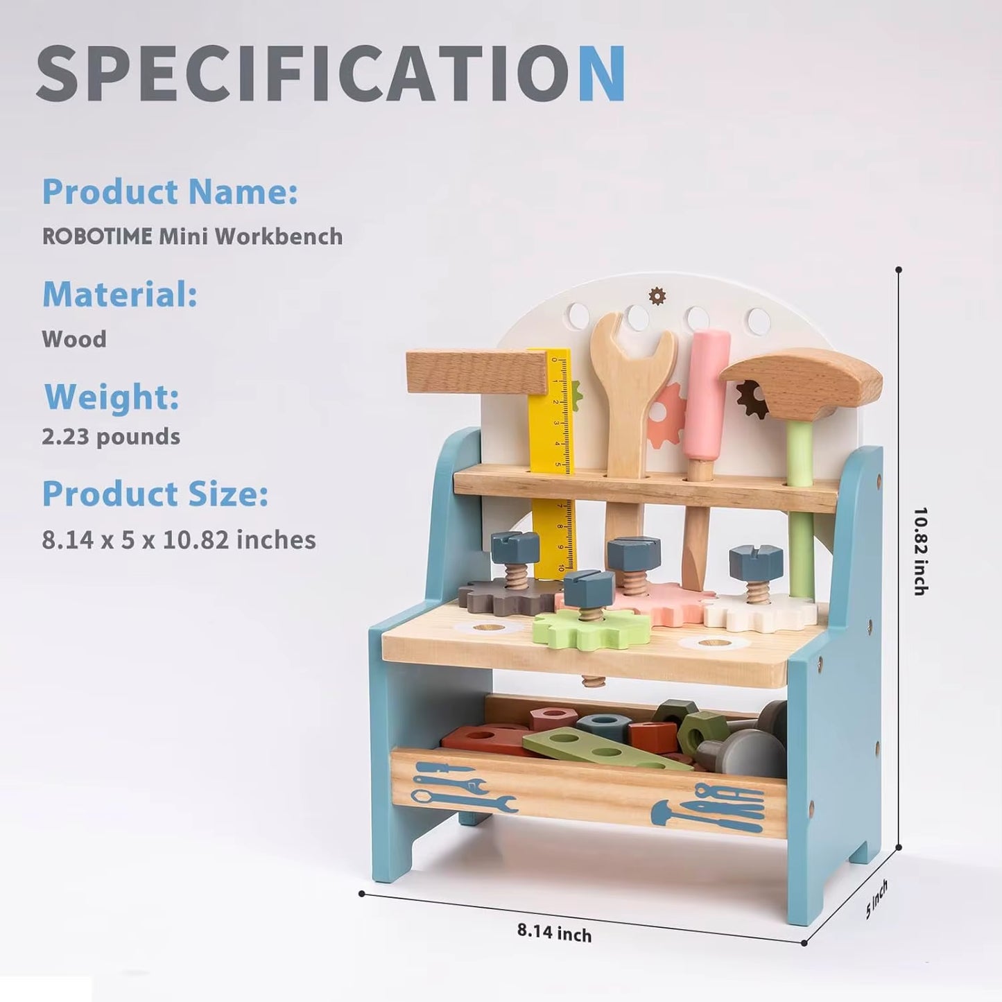 Tool Bench Set Mini Wooden Work Bench Construction Toys Educational Pretend Play Gift Toy Tools Set for Boys Girls