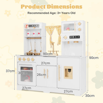 Kids Kitchen Playset with Coffee Maker and Stove Top and Golden Utensils