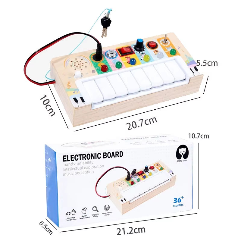 Montessori Busy Board Children Toys Led Light Switch Simulate Car Steering Wheel Travel Activities Sensory Game Educational Toys