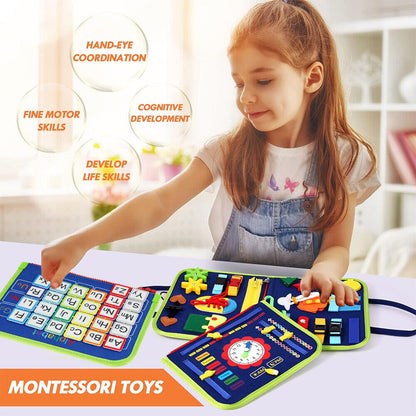 MONTESSORI BUSY BOARD SENSORY LEARNING ACTIVITY TOY TRAVEL PORTABLE FABRIC GIFTS