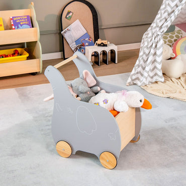 2-In-1 Wooden Baby Walker with Storage Chest and 4 Wheels